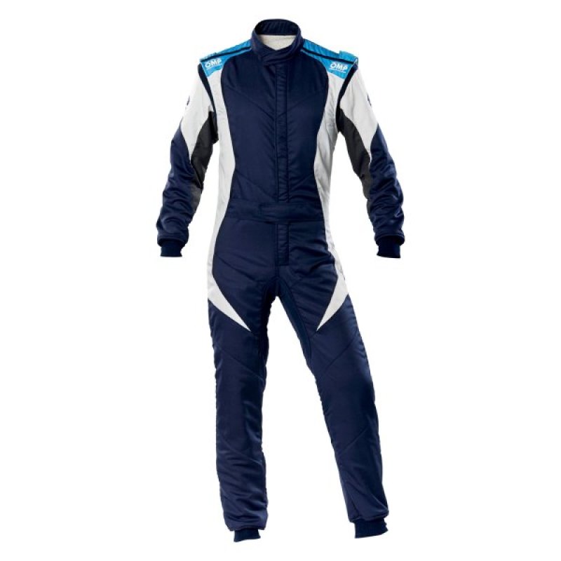 OMP First Evo Suit Navy Blue/Cyan - Size 48 (Fia 8856-2018)