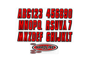 Hardline Boat Lettering Registration Kit 3 in. - 320 Red/Black