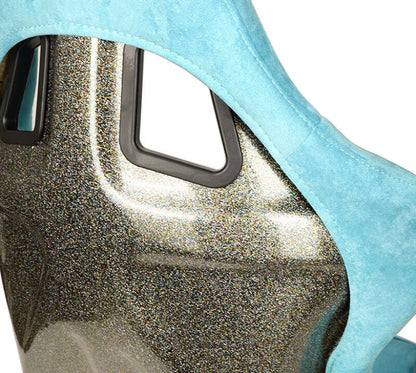 NRG FRP Bucket Seat ULTRA Edition W/ Grey Pearlized Back / Teal Microfiber Material - Large