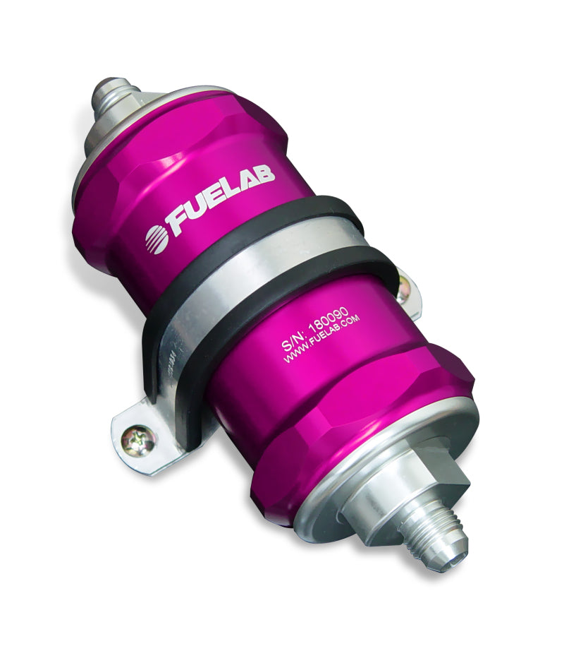 Fuelab 818 In-Line Fuel Filter Standard -10AN In/Out 6 Micron Fiberglass - Purple