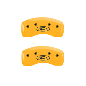 MGP 4 Caliper Covers Engraved Front & Rear Oval Logo/Ford Yellow Finish Black Char 2009 Ford Edge