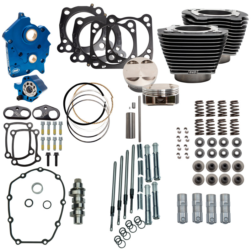 S&S Cycle 2017+ M8 4.250in Bore 550C Cam w/ Chrm Pushrods Power Pack - Blk Granite w/ HL - Incl. VVT