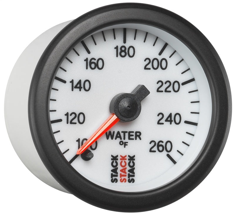 Autometer Stack 52mm 100-260 Deg F 1/8in NPTF Male Pro Stepper Motor Water Temp Gauge - White