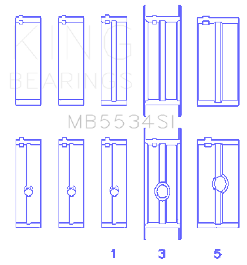 King Engine Bearings Chrysler/Jeep 318ci (Size 010) Main Bearing Set