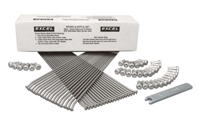 Excel Rear Spoke/NippleSet (w/ Wrench) - 8 Gauge / 32 Qty - Silver