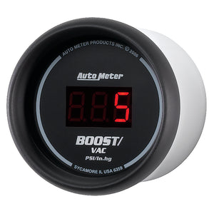 Autometer Black 52mm 30 In Hg.-Vac./30 PSI Digital Vacuum/Boost Gauge