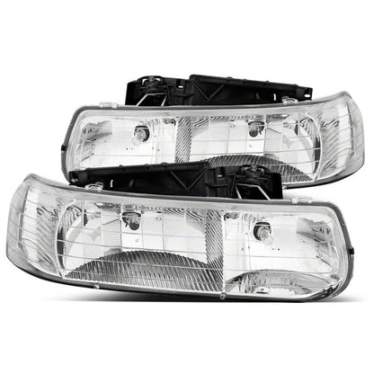 Raxiom 99-02 Chevrolet Silverado 1500 Axial Series Euro Headlights- Chrome Housing- Clear Lens