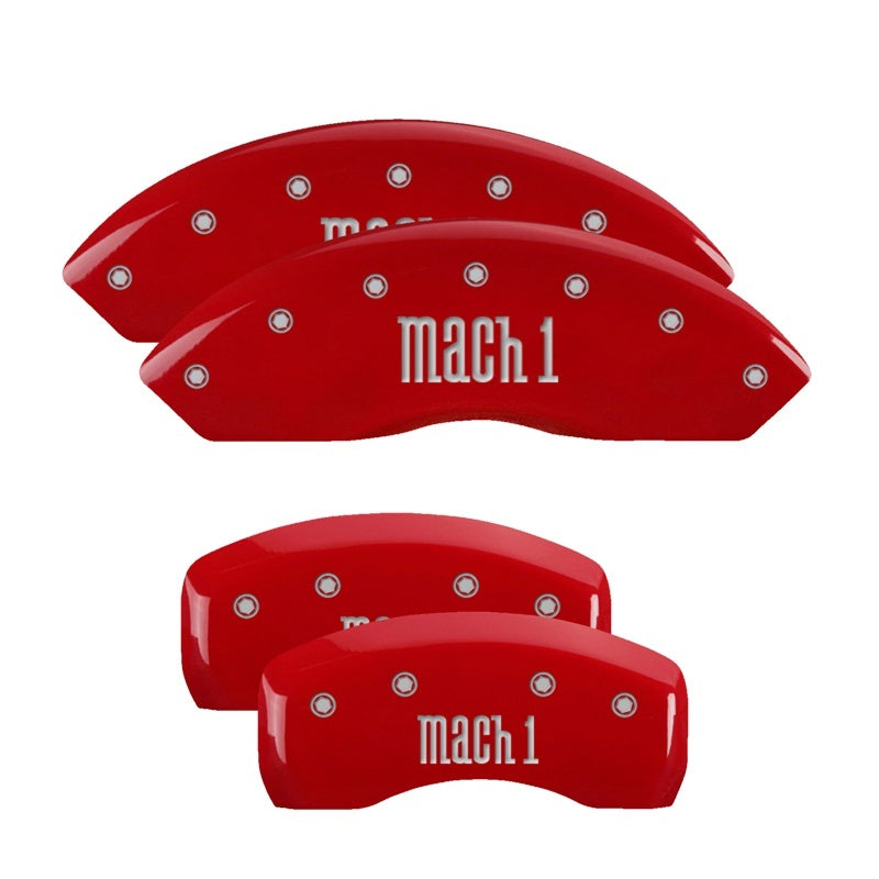 MGP 4 Caliper Covers Engraved Front & Rear Mach 1 Red finish silver ch