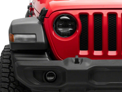 Raxiom 18-23 Jeep Wrangler JL Axial Series 9-In Angel Eye LED Headlights- Black Housing (Clear Lens)