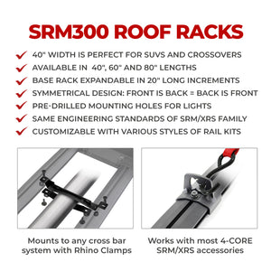 Go Rhino SRM300 Quad Baja Rail Kit (For 40x40in. Rack) - Tex. Blk (Rails ONLY - Req. Platform)