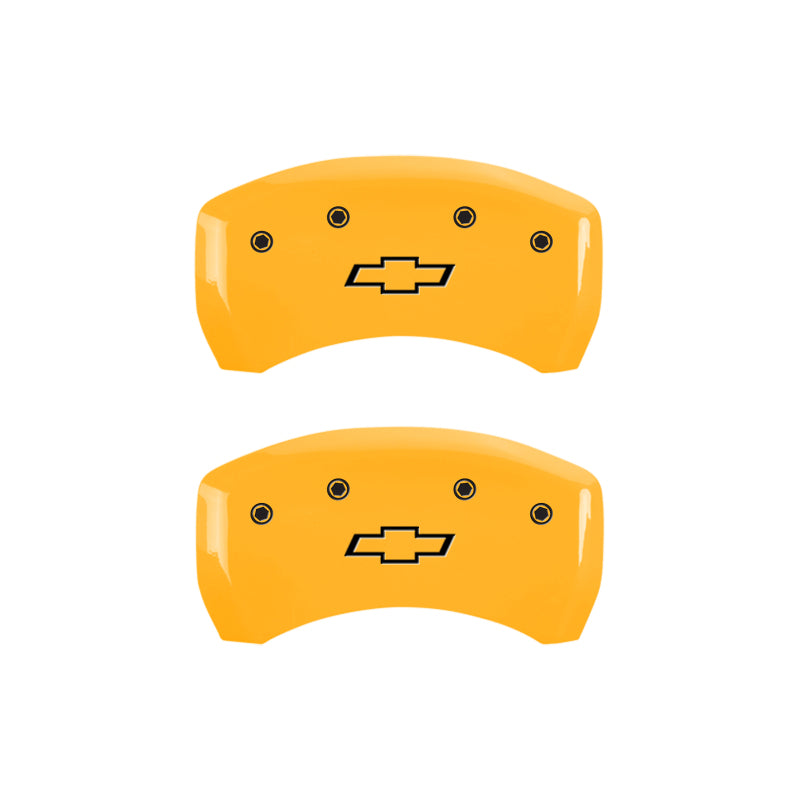 MGP 4 Caliper Covers Engraved Front & Rear Bowtie Yellow Finish Black Char 2000 Chevrolet Camaro