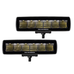 Go Rhino Xplor Blackout Series Sixline LED Flood Light Kit (Surface/Threaded Stud Mnt) - Blk (Pair)