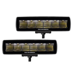 Go Rhino Xplor Blackout Series Sixline LED Flood Light Kit (Surface/Threaded Stud Mnt) - Blk (Pair)