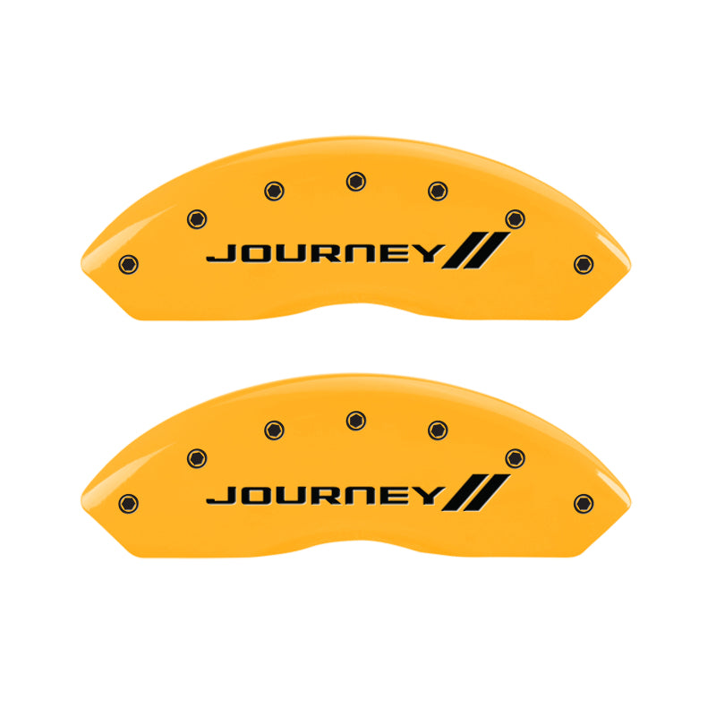 MGP 4 Caliper Covers Engraved Front & Rear With stripes/Journey Yellow finish black ch