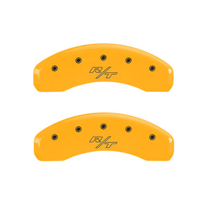 MGP 4 Caliper Covers Engraved Front & Rear Vintage Style/RT Yellow finish black ch