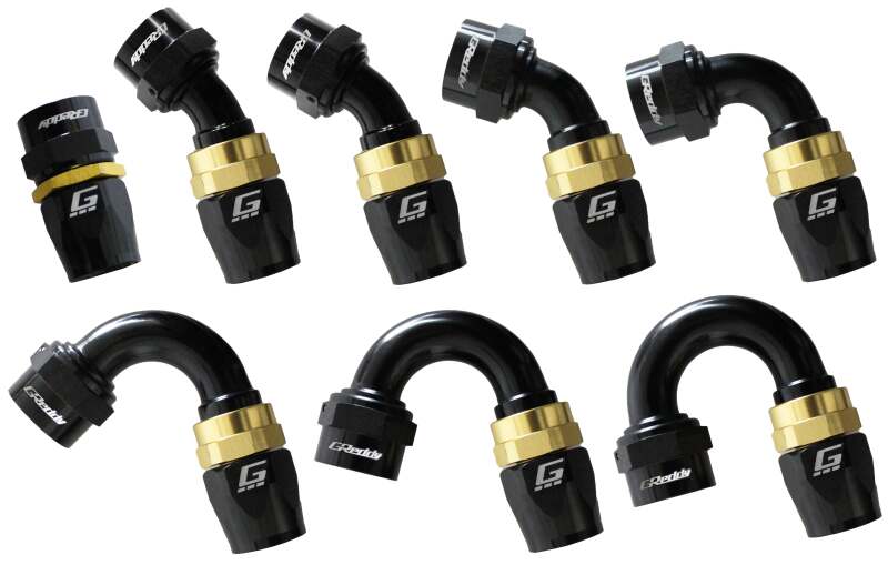 GReddy AN16 45 DEGREE HOSE END SWIVEL BLACK/GOLD ANODIZED