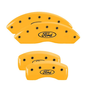 MGP 4 Caliper Covers Engraved Front & Rear Oval Logo/Ford Yellow Finish Black Char 2017 Ford Fusion