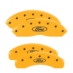 MGP 4 Caliper Covers Engraved Front & Rear SVT Yellow Finish Black Char 2003 Ford Mustang