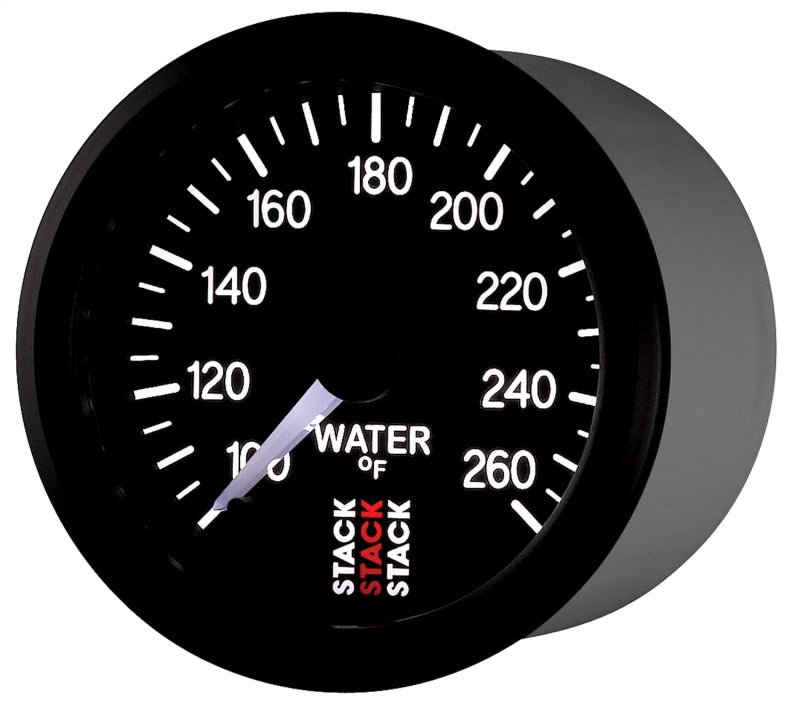 Autometer Stack 52mm 100-260 Deg F 1/8in NPTF Male Pro Stepper Motor Water Temp Gauge - Black