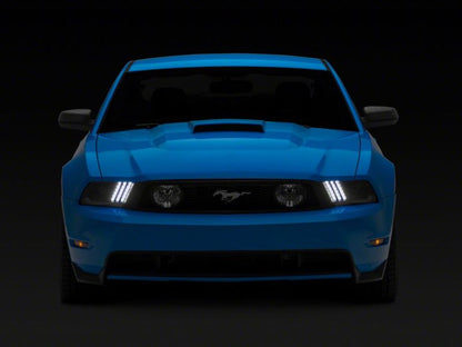 Raxiom 10-12 Ford Mustang LED Projector Headlights SEQL Turn Signals- Black Housing (Clear Lens)