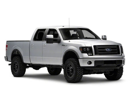 Raxiom 09-14 Ford F-150 Super White LED Halo Projector Headlights- Black Housing (Clear Lens)