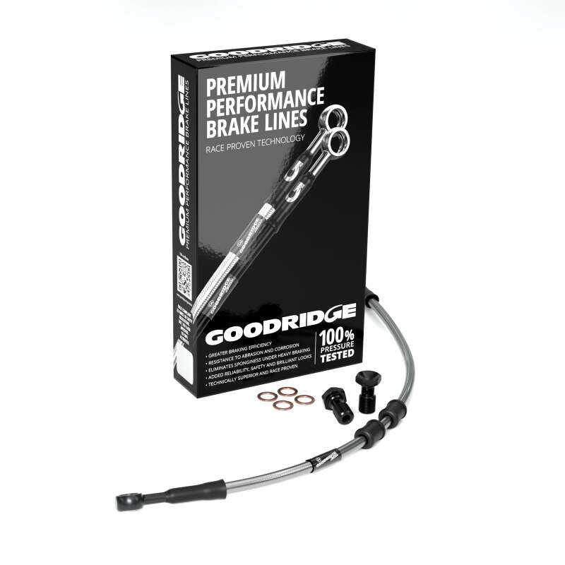 Goodridge 84-08 HD FLST/C +8in Clear Brake Line Kit w/Black Fittings