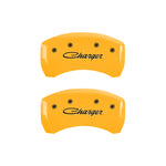 MGP 4 Caliper Covers Engraved Front & Rear Cursive/Charger Yellow finish black ch