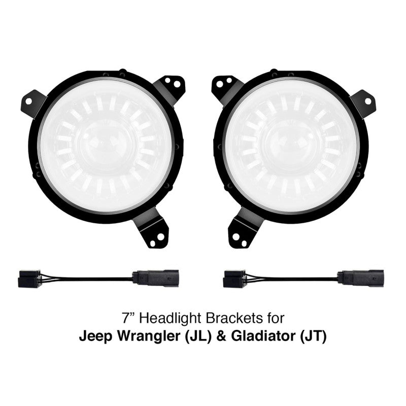 XK Glow Universal Headlight Mounting Brackets for Jeep Wrangler JL and Gladiator JT Models 7In