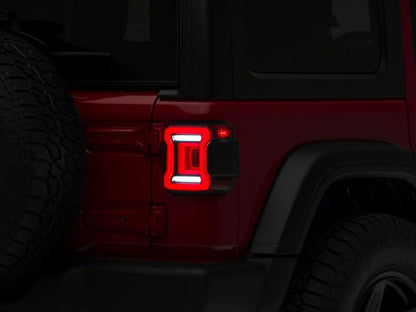 Raxiom 18-23 Jeep Wrangler JL Horizon LED Tail Lights- Black Housing- Red Lens