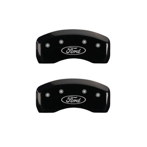 MGP 4 Caliper Covers Engraved Front & Rear Oval logo/Ford Black finish silver ch