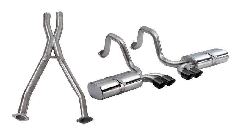 Corsa 97-04 Chevrolet Corvette (C5) 2.5in Sport Cat-Back Exhaust - 4in Black Twin Tips