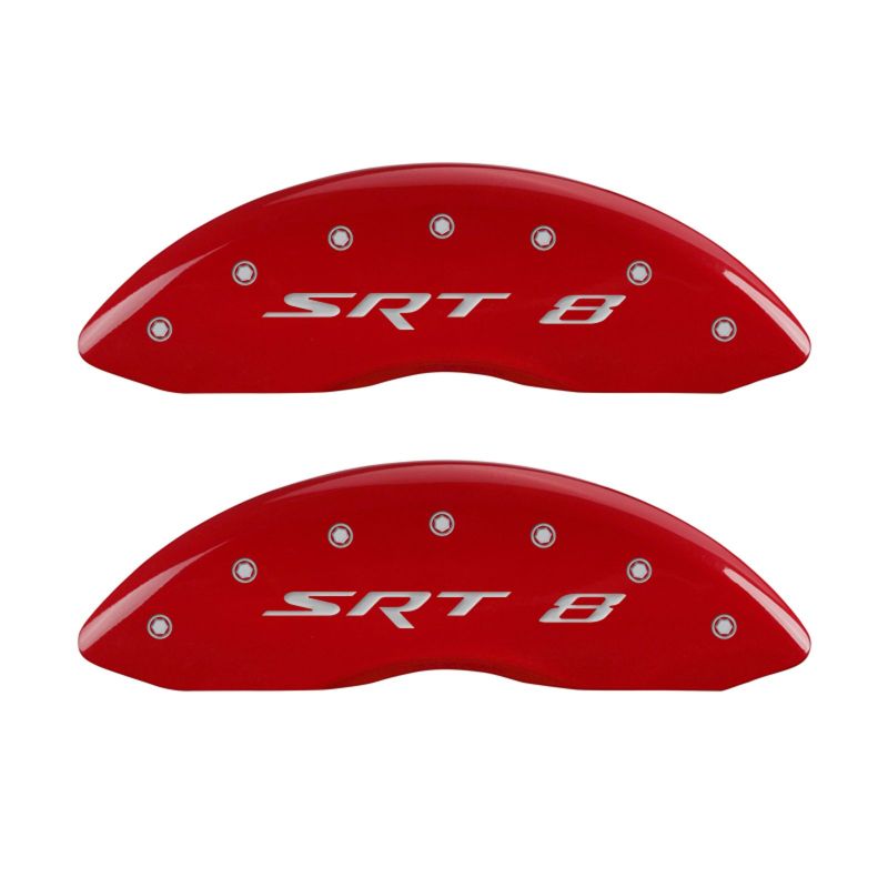 MGP 4 Caliper Covers Engraved Front & Rear SRT8 Red finish silver ch