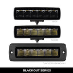 Go Rhino Xplor Blackout Series Sixline LED Flood Light Kit (Surface/Threaded Stud Mnt) - Blk (Pair)