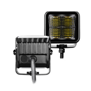 Go Rhino Xplor Blackout Series Cube LED Flood Light Kit (Surface/Threaded Stud Mnt) 2x2 - Blk (Pair)