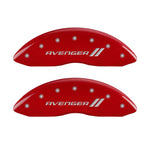 MGP 4 Caliper Covers Engraved Front & Rear With stripes/Avenger Red finish silver ch