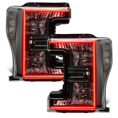 Oracle 17-19 Ford F-250 SD Dynamic Pre-Assembled Headlights - Halogen - Black Edition -