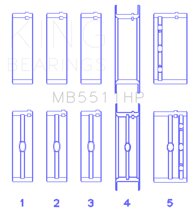 King Engine Bearings GM 326/350/389/400 w/ 3in Main (Size .001) Main Bearing Set