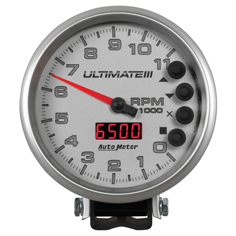 Autometer 5 inch Ultimate III Playback Tachometer 11000 RPM - Silver