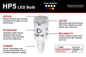 Diode Dynamics 194 LED Bulb HP5 LED - Blue (Pair)