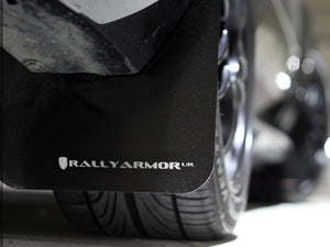 Rally Armor 08-10 Subaru WRX / 08-11 Impreza 2.5i (Hatch/Sedan) Black UR Mud Flap w/White Logo