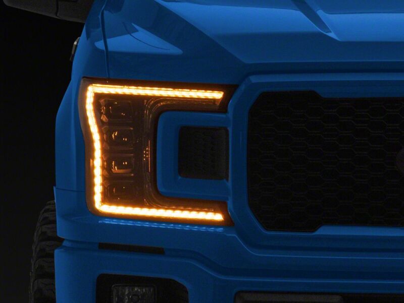 Raxiom 18-20 Ford F-150 CXR Series LED Headlights with Amber DRL- Black Housing- Clear Lens