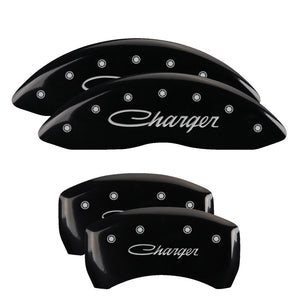 MGP 4 Caliper Covers Engraved Front & Rear With out stripes/Dodge Yellow finish black ch