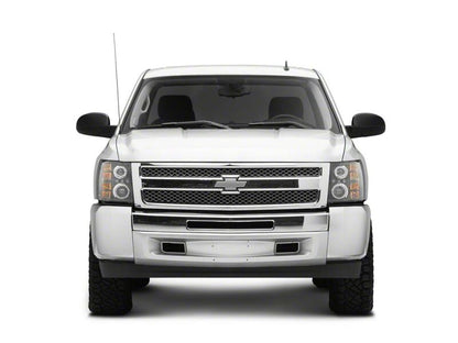 Raxiom 07-13 Chevrolet Silverado 1500 LED Halo Projector Headlights- Black Housing- Clear Lens