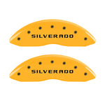 MGP 4 Caliper Covers Engraved Front & Rear Silverado Yellow finish black ch