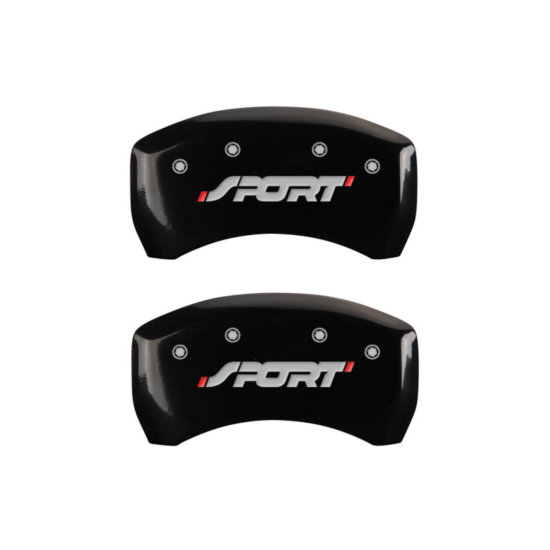 MGP 4 Caliper Covers Engraved Front & Rear SPORT Black finish silver ch