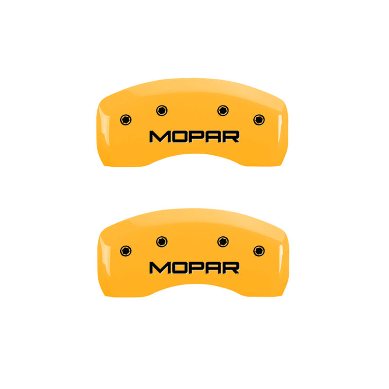 MGP 4 Caliper Covers Engraved Front & Rear MOPAR Yellow finish black ch