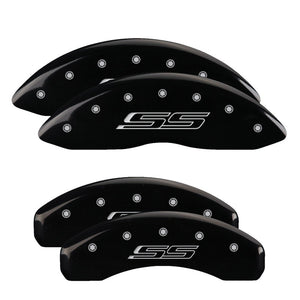 MGP 4 Caliper Covers Engraved Front & Rear Gen 5/SS Black finish silver ch