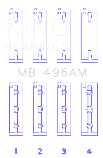 King Engine Bearings Mazda KL V6 (Size STD) Main Bearing Set of 4