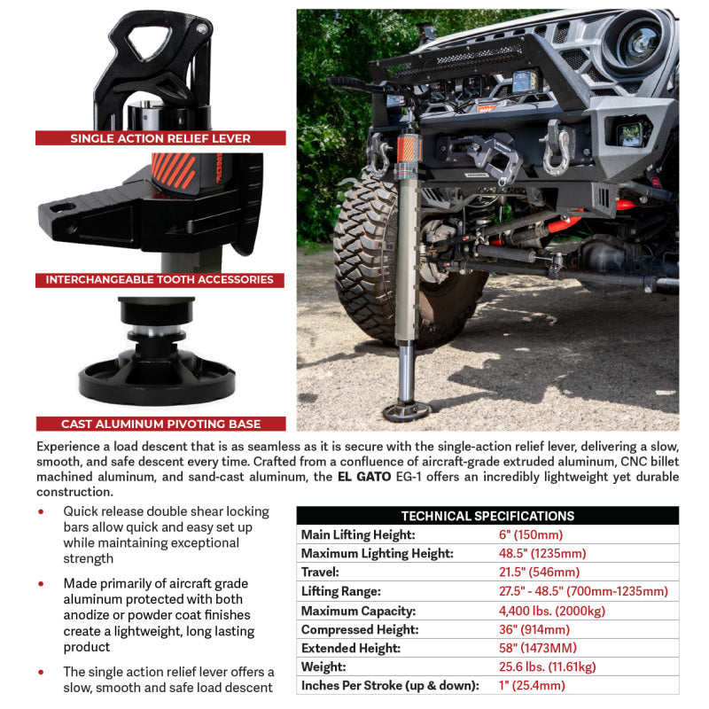 Go Rhino Xventure Gear EG1 El Gato Hydraulic Jack - Graphite