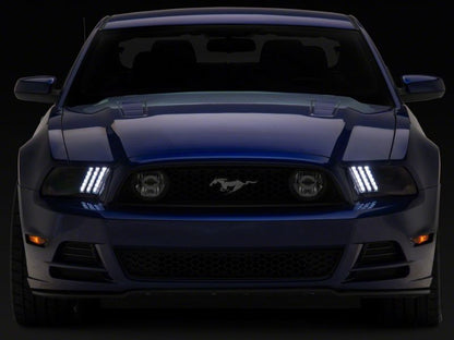 Raxiom 13-14 Ford Mustang LED Projector Headlights SEQL Turn Signals- Black Housing (Clear Lens)